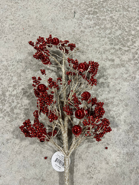 24 ”H red and champagne berry ball spray - DCSP3541