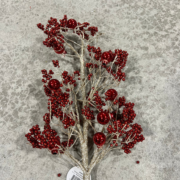 24 ”H red and champagne berry ball spray - DCSP3541