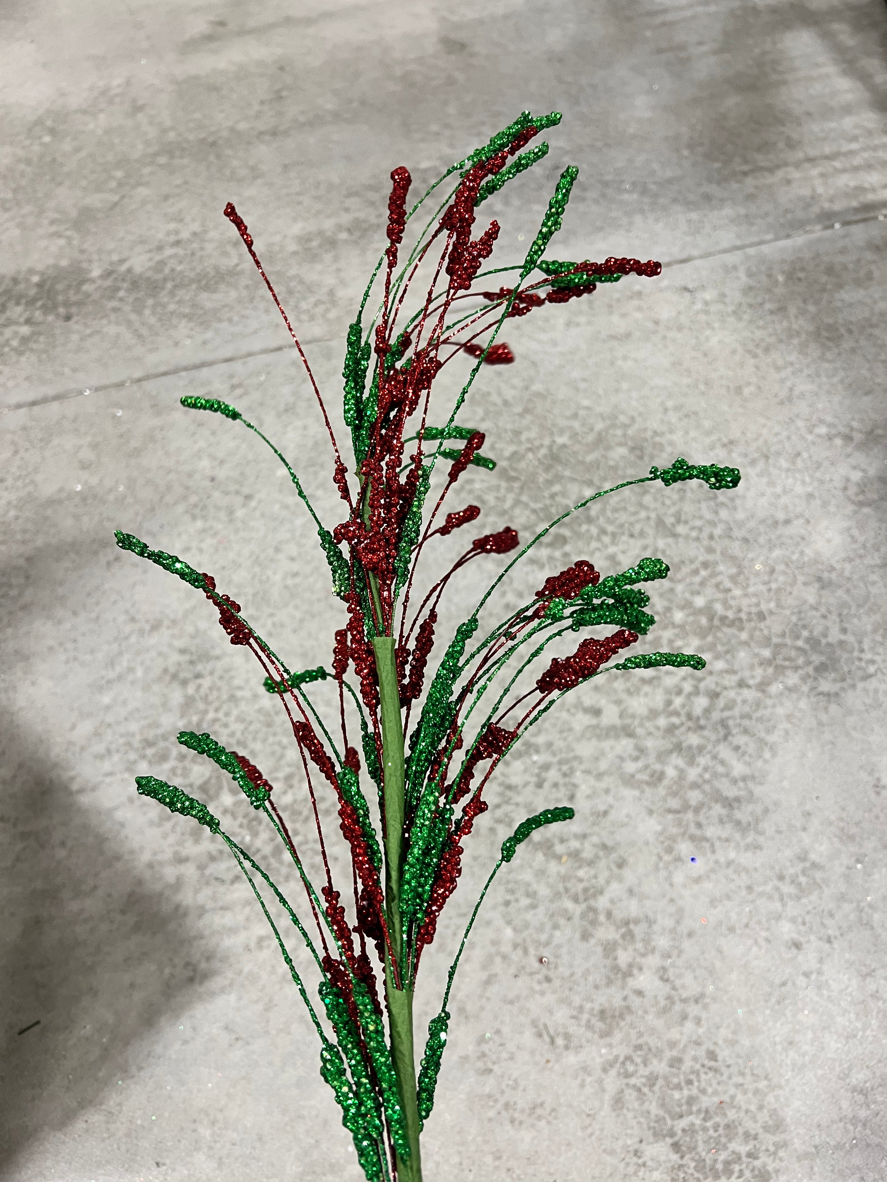 32”H glittered cattail pick - DCSP2053RDEM