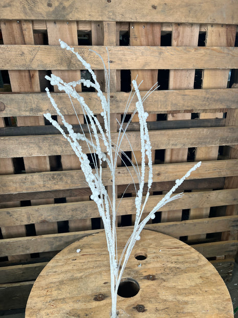36" White Glitter berry Twig Spray - QG221511