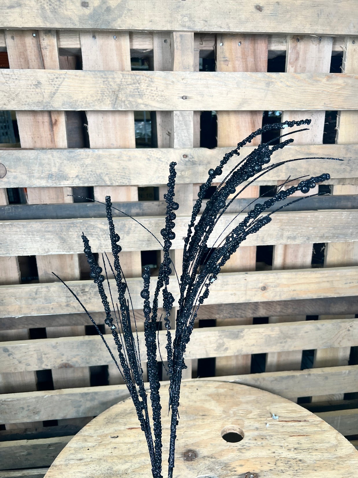 36" Black Glitter berry Twig Spray - QG221517