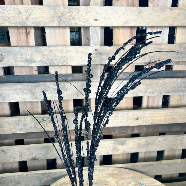 36" Black Glitter berry Twig Spray - QG221517