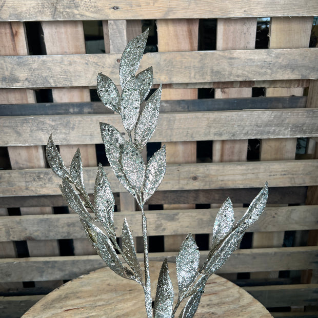 29" champagne glitter bay leaf spray - DCSP2760CH
