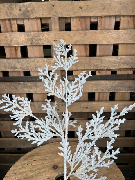 28.5"  White glitter Lycopodium spray - DCSP3599WH