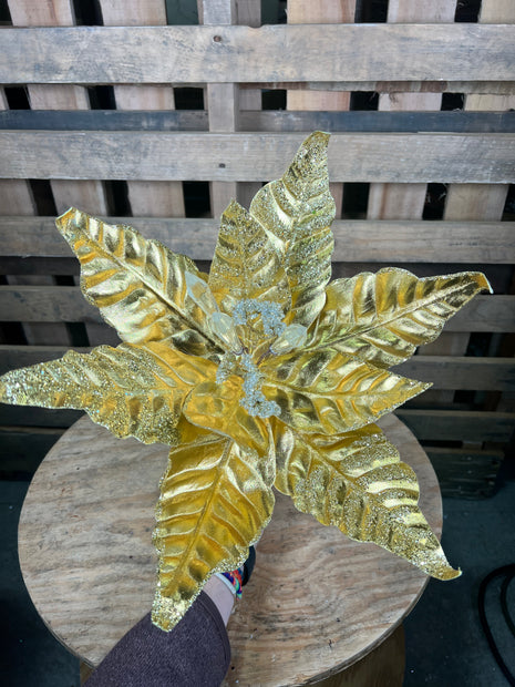 16” Wide gold crystal poinsettia stem- DCSP5038GD