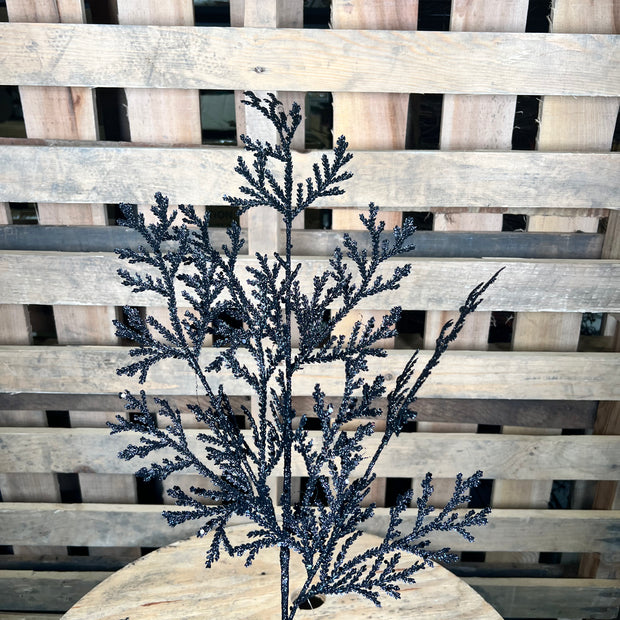 28.5"  Black glitter Lycopodium spray - DCSP3599BK