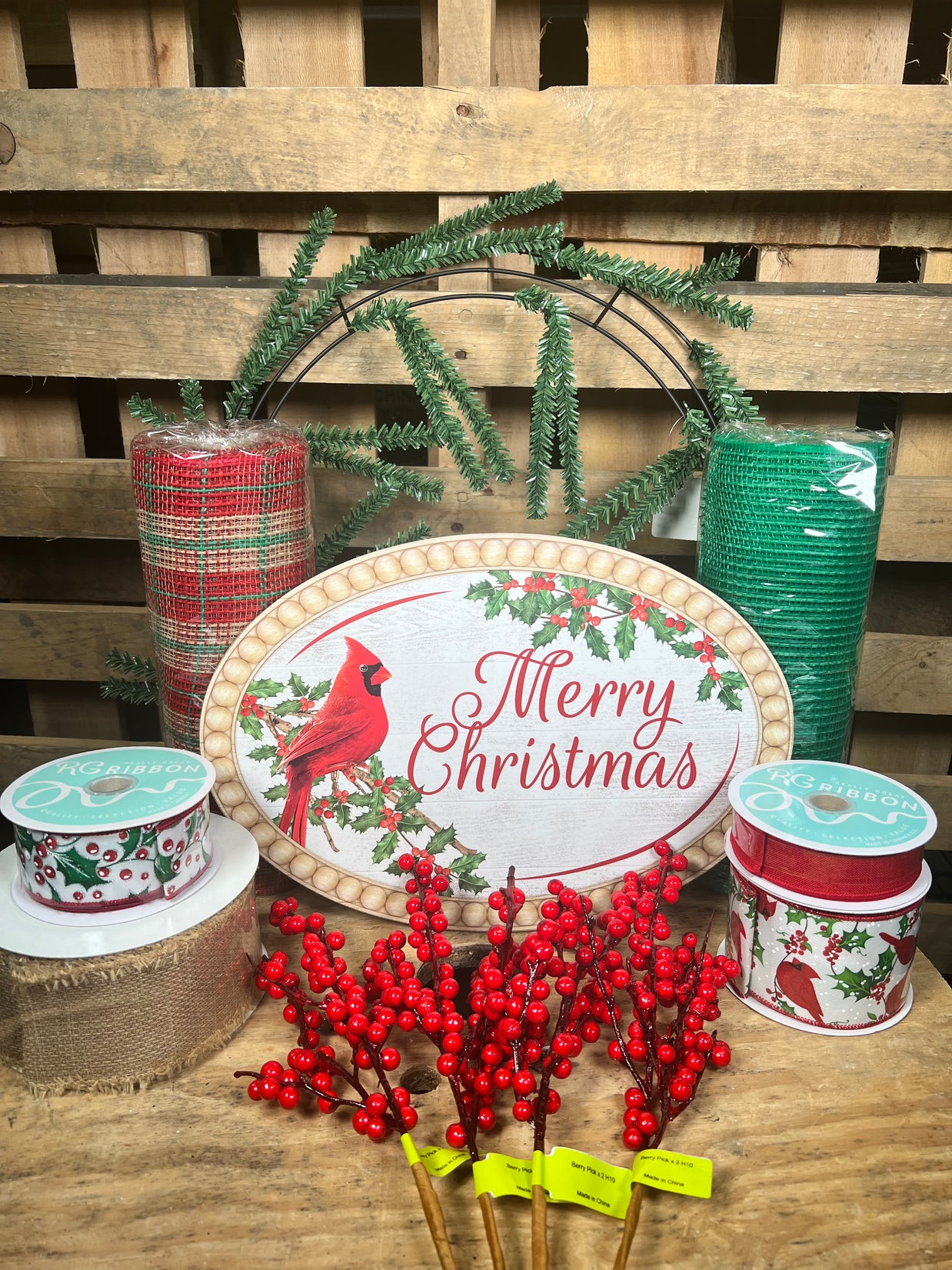 Cardinal wreath kit - DIY kit - Xmaskit1