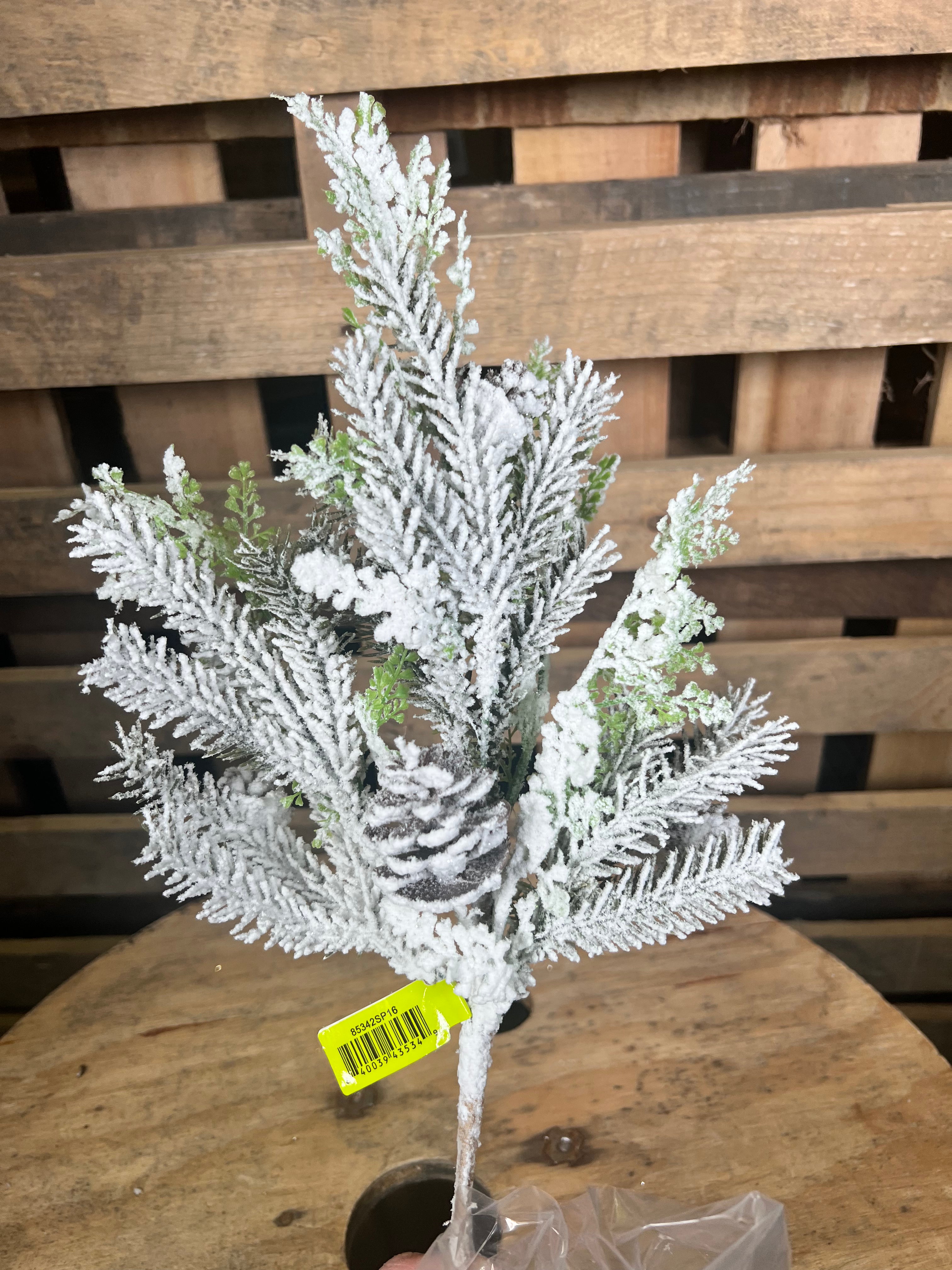 16” Flocked Pine Mix Pick - 85342SP16