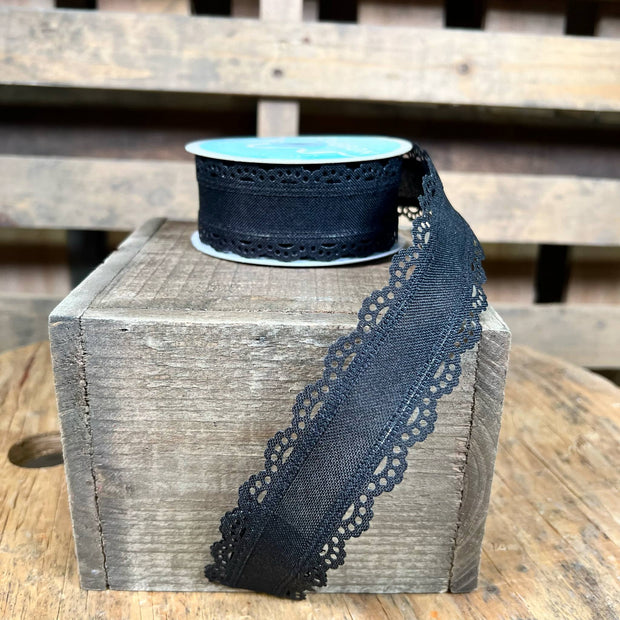 1.5"X10YD SCALLOPED EDGE  - BLACK - RGC130202