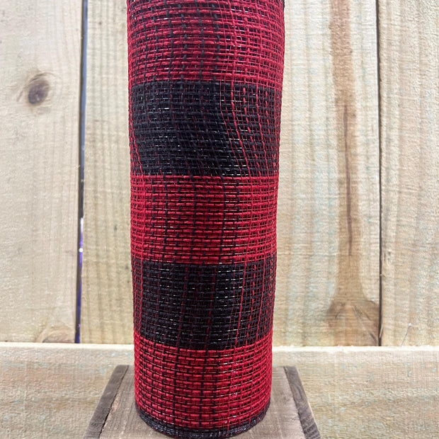 10" x 10Y red and black faux jute mesh , buffalo check mesh, wreath making supplies, wreath design materials, RY8315E6 - MBcraftssupplyco