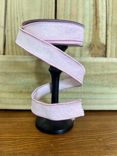 Pink velvet designer ribbon - 1" x 10y , Nancy Brown home ribbon, pink designer ribbon, Wreath making supply, 20-4280A - MBcraftssupplyco
