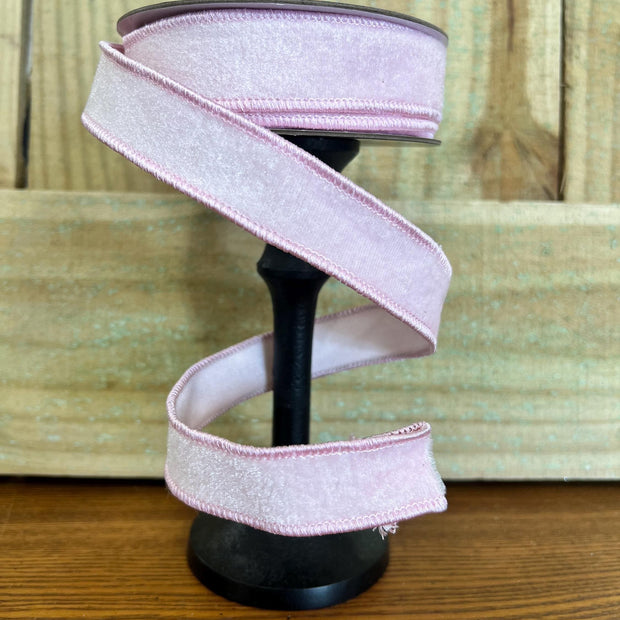 Pink velvet designer ribbon - 1" x 10y , Nancy Brown home ribbon, pink designer ribbon, Wreath making supply, 20-4280A - MBcraftssupplyco