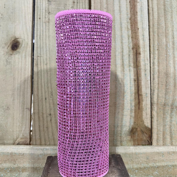 10" x 10Y pink tinsel boarder stripe mesh , wreath making supplies, wreath design materials, RE850222 - MBcraftssupplyco