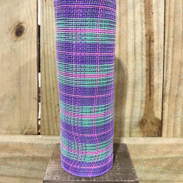 10" x 10Y lavender, pink, mint jute tinsel stripe mesh , wreath making supplies, wreath design materials, RY8341AR - MBcraftssupplyco