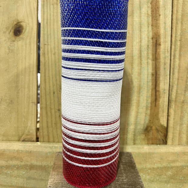 10" x 10Y patriotic foil ombré mesh , wreath making supplies, wreath design materials, RY8610H3 - MBcraftssupplyco