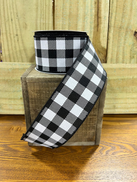 2.5" x 10Y buffalo check Wired Ribbon, wreath making supplies, everyday ribbon, RG0180002 - MBcraftssupplyco