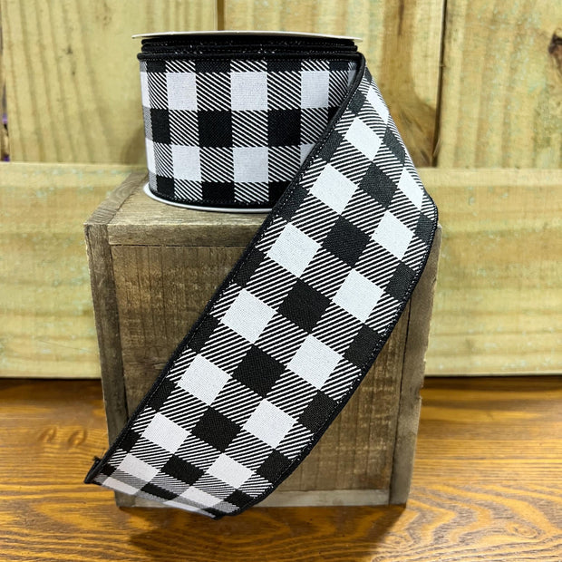 2.5" x 10Y buffalo check Wired Ribbon, wreath making supplies, everyday ribbon, RG0180002 - MBcraftssupplyco