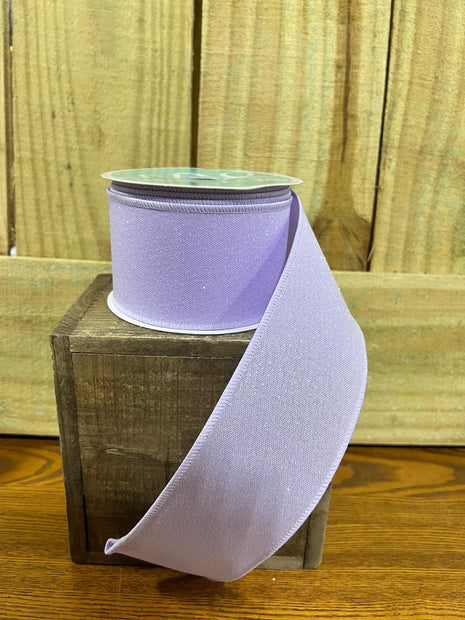 2.5” by 10y lavender glitter Wired Ribbon, wreath making supplies, everyday ribbon, spring ribbon, RGE1995NR - MBcraftssupplyco