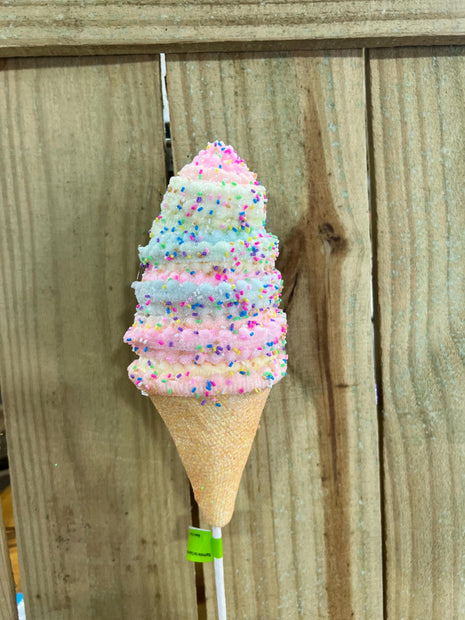 20" Pastel sprinkle Ice cream Pick, wreath embellishment, candy pick, summer spray, 63752MULTI - MBcraftssupplyco