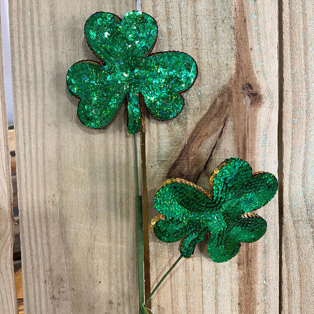 26" Sequin Shamrock St Patricks day pick, wreath embellishment, Irish decor, ball Spray, 63746GNGD - MBcraftssupplyco
