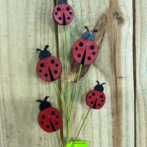 24" Lady Bug Spray, wreath embellishment, spring decor, Ladybug Spray, 63058RD - MBcraftssupplyco