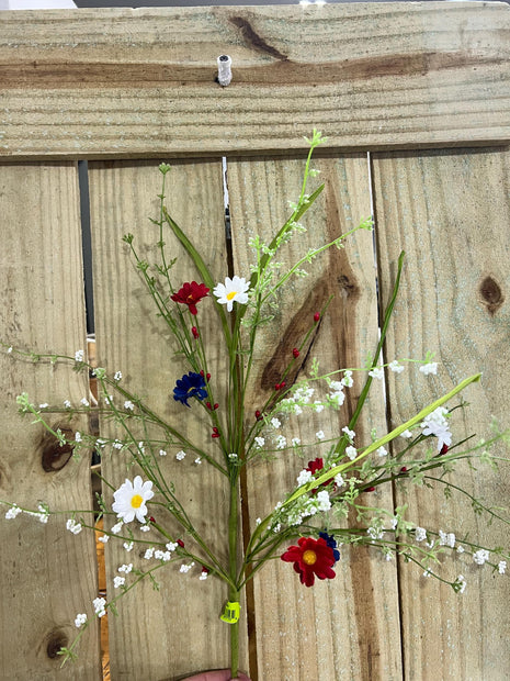 24" Patriotic Daisy Spray , wreath embellishment, Patriotic floral, 63503RWB - MBcraftssupplyco