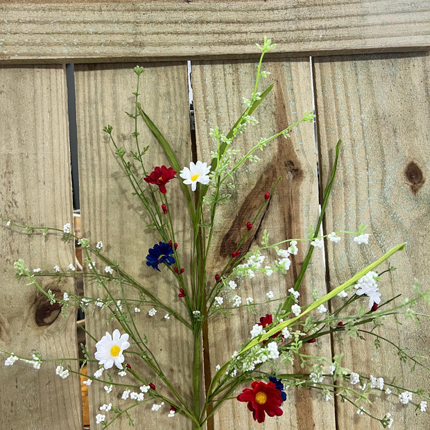 24" Patriotic Daisy Spray , wreath embellishment, Patriotic floral, 63503RWB - MBcraftssupplyco