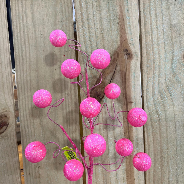 24" Pink Glitter Ball Spray, wreath embellishment, spring decor, Easter Spray, 63744PK - MBcraftssupplyco