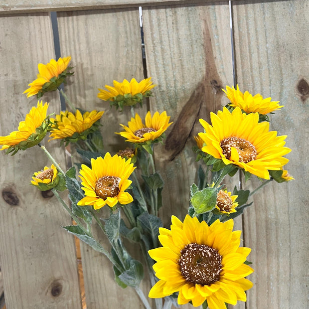 24" Sunflower bush x 10, wreath embellishment, spring floral, 35134YW - MBcraftssupplyco