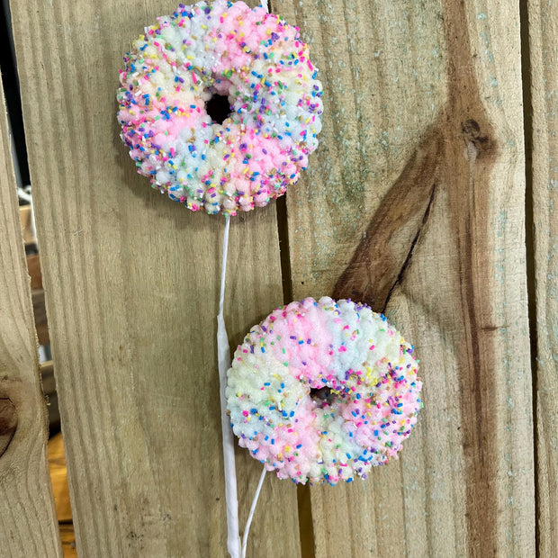 26" 2 set Pastel sprinkle donut Pick , wreath embellishment, candy pick, summer spray, 63751MULTI - MBcraftssupplyco