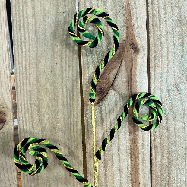26" chenille St Patricks day swirl pick, wreath embellishment, Irish decor, ball Spray, 63573GNBKGD - MBcraftssupplyco