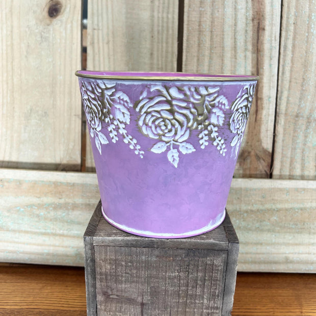 Lavender floral embossed planter , floral arrangement container, Easter decor, plant pot - MBcraftssupplyco
