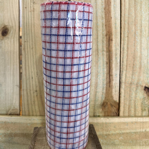 10" x 10Y patriotic fine weave check mesh , wreath making supplies, patriotic design materials, RY500388 - MBcraftssupplyco