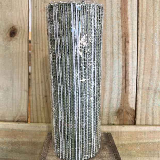 10" x 10Y sage green and white wide stripe mesh , wreath making supplies, everyday design materials, RE8902TX - MBcraftssupplyco