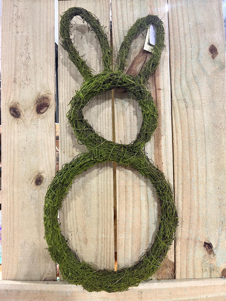 26"Hx2"W Bunny Outline Mossy Twig Wreath, bunny, wreath attachment, wreath enhancement, moss bunny embellishment, FPQ240126M - MBcraftssupplyco