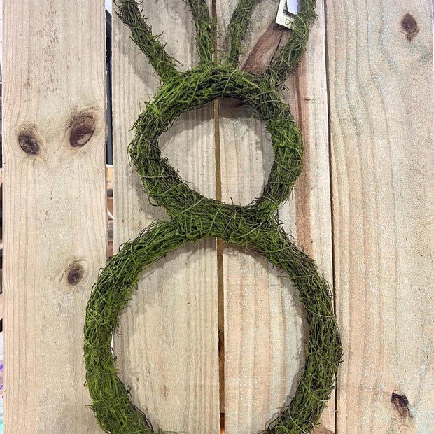 26"Hx2"W Bunny Outline Mossy Twig Wreath, bunny, wreath attachment, wreath enhancement, moss bunny embellishment, FPQ240126M - MBcraftssupplyco