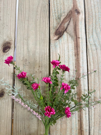18" pink wild flower bush, wreath embellishment, spring floral, 63736BT - MBcraftssupplyco