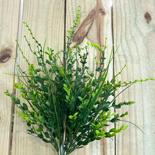 19" Plastic mixed leaf Bush , wreath embellishment, greenery spray, 13415GN - MBcraftssupplyco