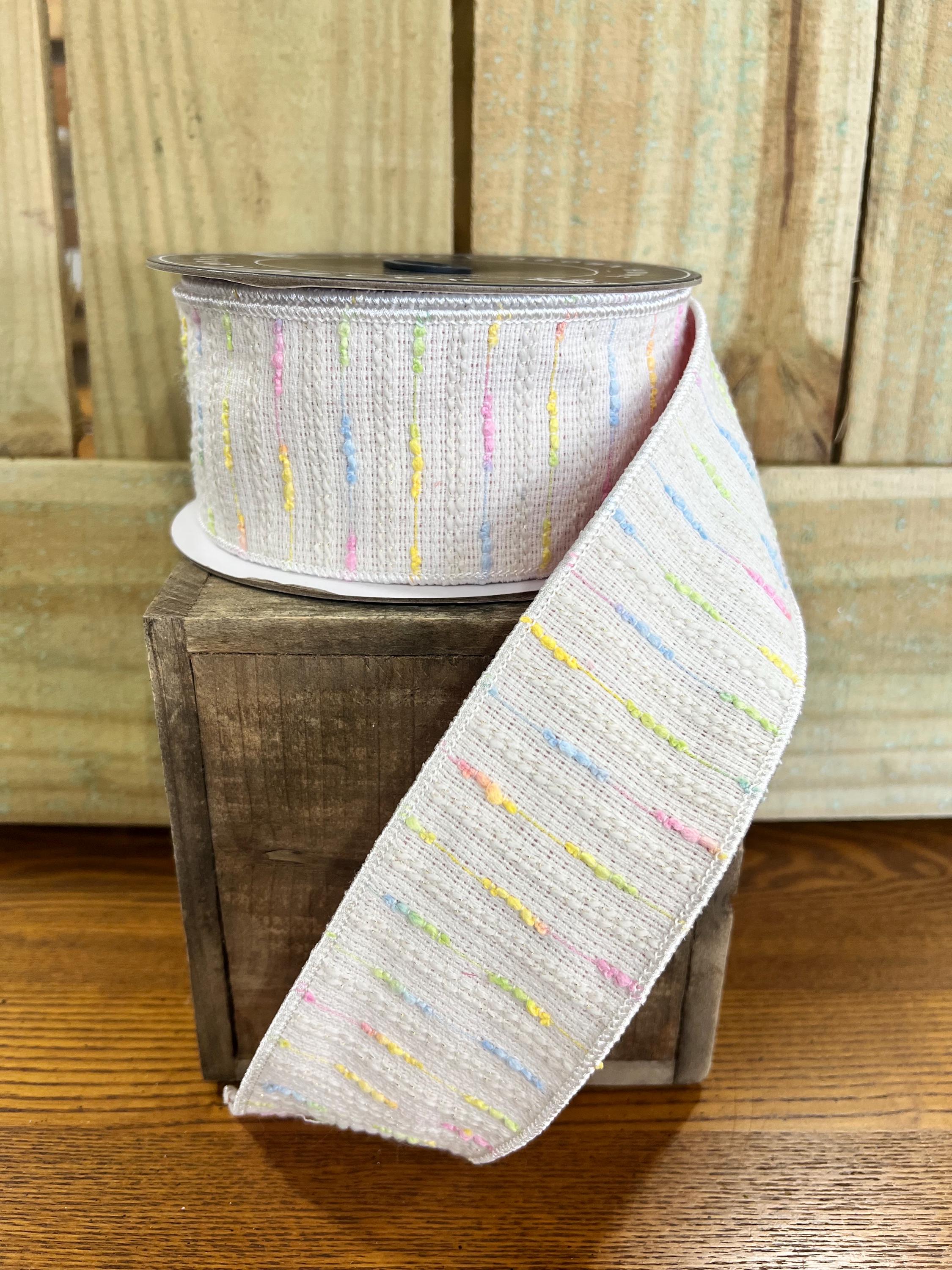 Spring pastel tweed designer ribbon - 2.5