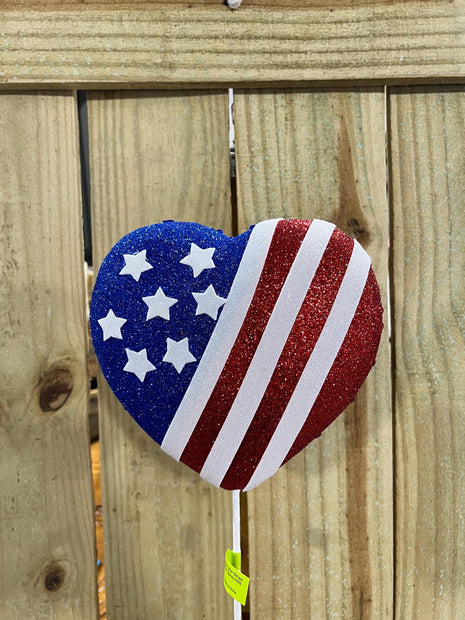 20" Glitter Star Stripe Heart Spray, wreath embellishment, USA decor, Patriotic Spray, 74143RWB - MBcraftssupplyco