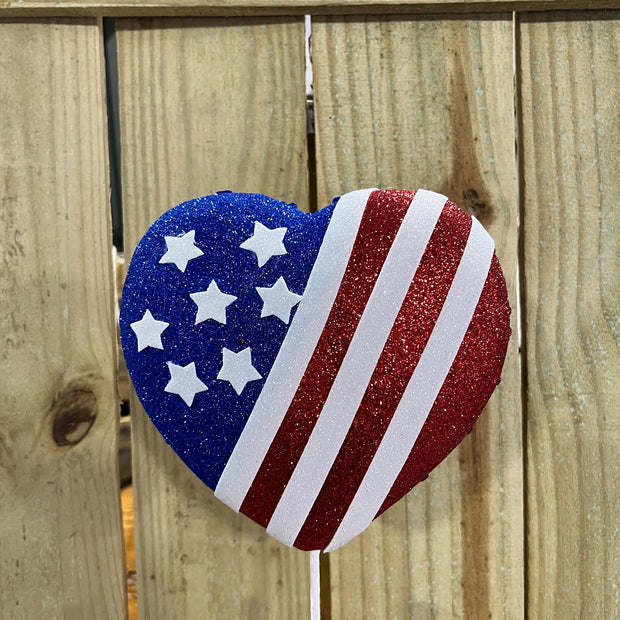 20" Glitter Star Stripe Heart Spray, wreath embellishment, USA decor, Patriotic Spray, 74143RWB - MBcraftssupplyco