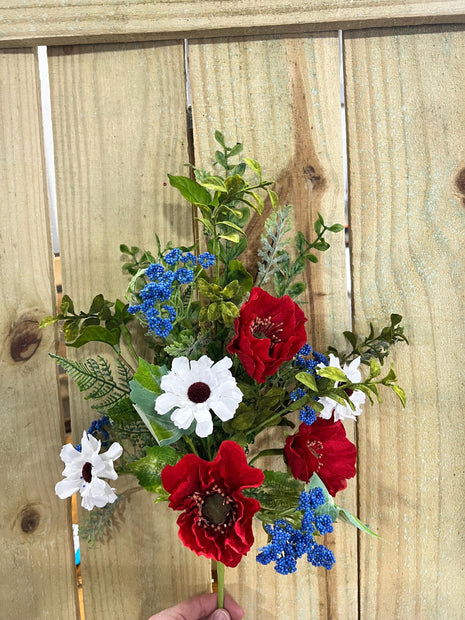23" Patriotic Poppy Bush , wreath embellishment, Patriotic floral, 62959BU23 - MBcraftssupplyco