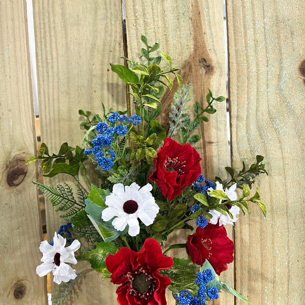 23" Patriotic Poppy Bush , wreath embellishment, Patriotic floral, 62959BU23 - MBcraftssupplyco