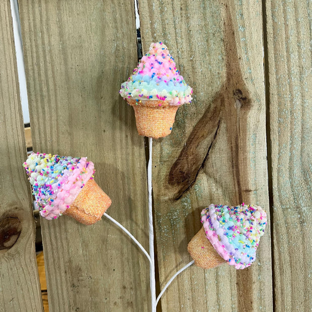 24" 3 set Pastel sprinkle cupcake Pick , wreath embellishment, candy pick, summer spray, 63749MULTI - MBcraftssupplyco