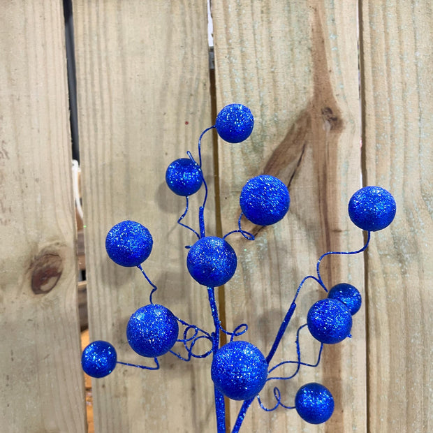 24" royal Blue Glitter Ball Spray, wreath embellishment, spring decor, Patriotic Spray, 63744NVBL - MBcraftssupplyco