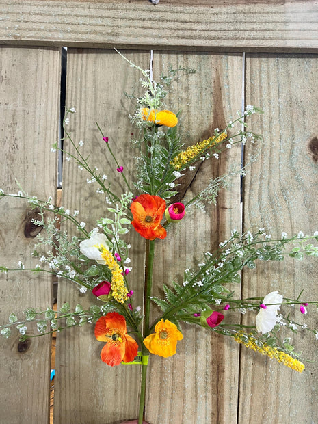 26" Poppy Fern Pick, wreath embellishment, spring floral, 63090SP26 - MBcraftssupplyco