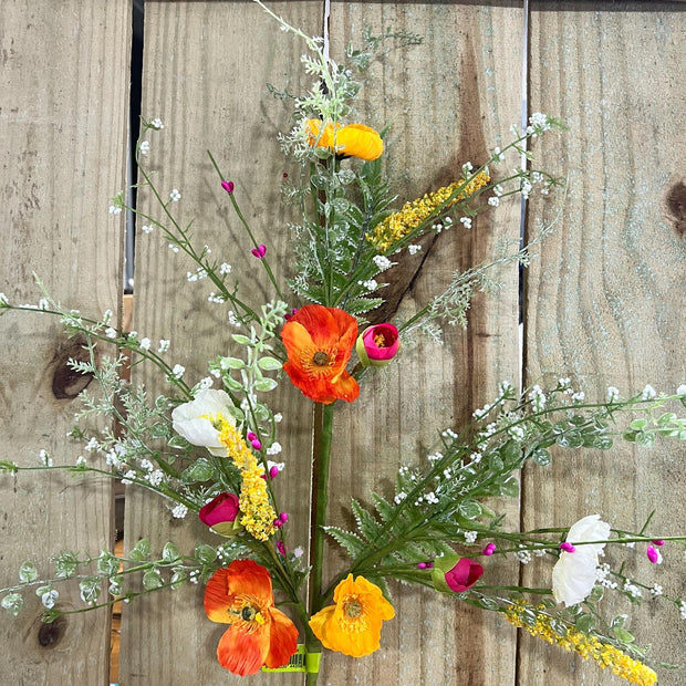 26" Poppy Fern Pick, wreath embellishment, spring floral, 63090SP26 - MBcraftssupplyco