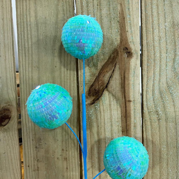 28" Blue sequin ball Spray, wreath embellishment, spring decor, Easter Spray, 63753BL - MBcraftssupplyco