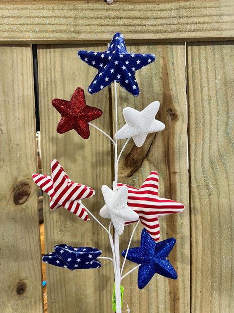 28" Patriotic stars Spray, wreath embellishment, USA decor, Patriotic Spray, 74251RWB - MBcraftssupplyco