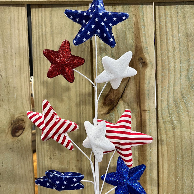 28" Patriotic stars Spray, wreath embellishment, USA decor, Patriotic Spray, 74251RWB - MBcraftssupplyco